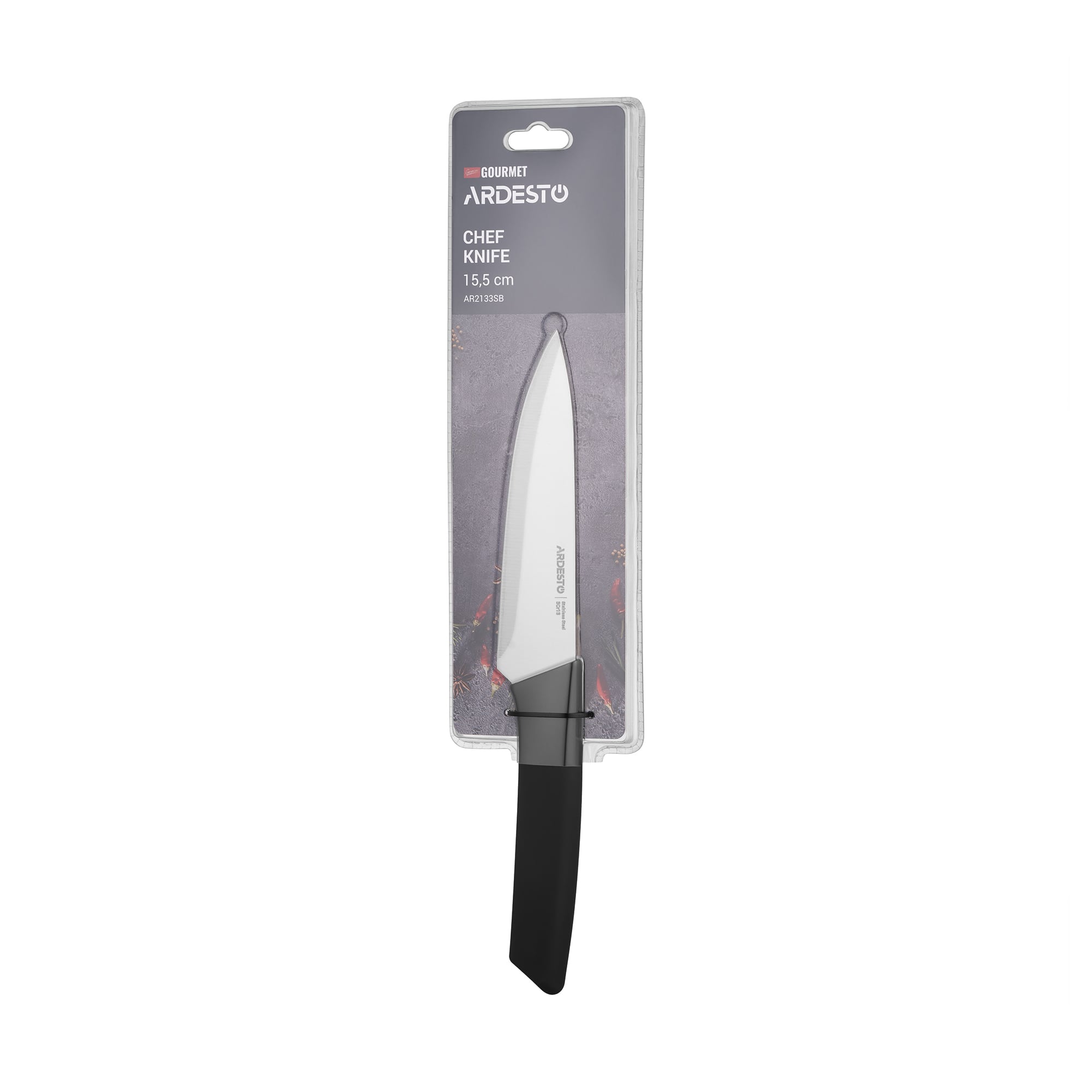 Ніж кухарський Ardesto Gemini Gourmet чорний, 15.5 см (AR2133SB)